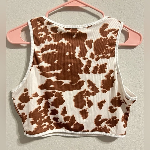 COW print Tank Crop top & short set, Woman size Large, animal print co ord set - Picture 2 of 7